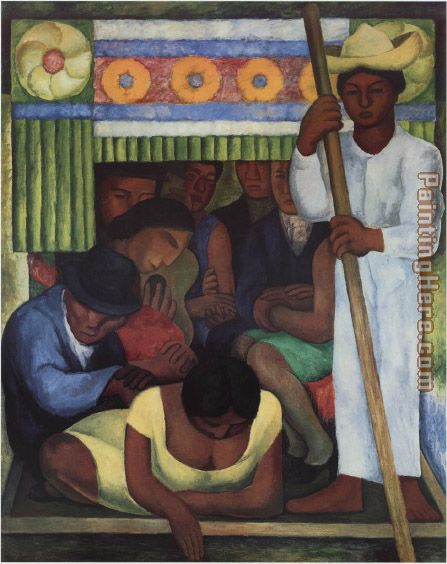 The Flowered Canoe painting - Diego Rivera The Flowered Canoe art painting
